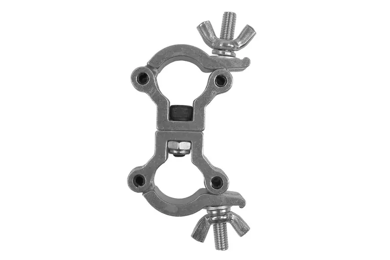 Event Lighting CLAMPDP20S - Aluminium Double Swivel Pipe Clamp (Suits 19-23mm) - Silver