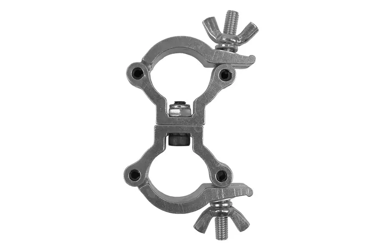Event Lighting CLAMPDP25S - Aluminium Double Swivel Pipe Clamp (Suits 23-27mm) - Silver