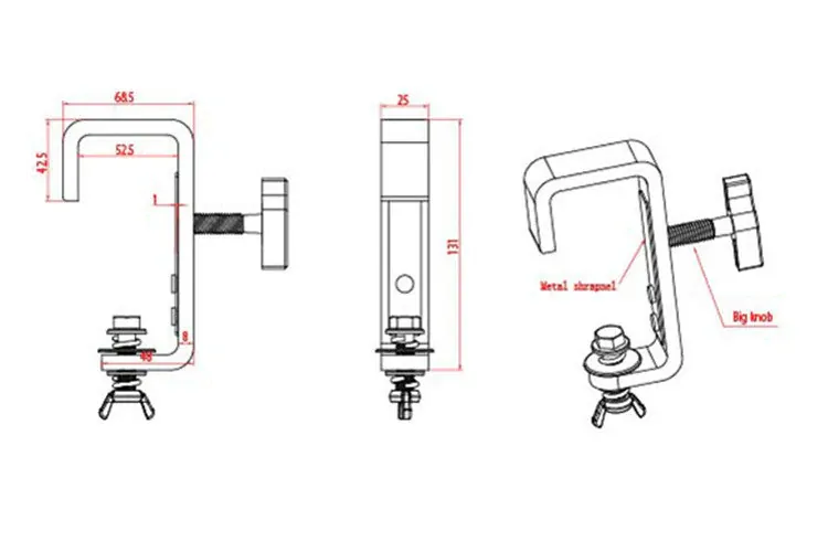 Event lighting CLAMPG50S - Steel Hook Clamp (Suits 35-51mm) with truss protector - Silver - Image 3