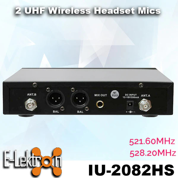 E-Lektron IU-2082HS digital UHF 2 x Headset wireless microphone system - Image 3