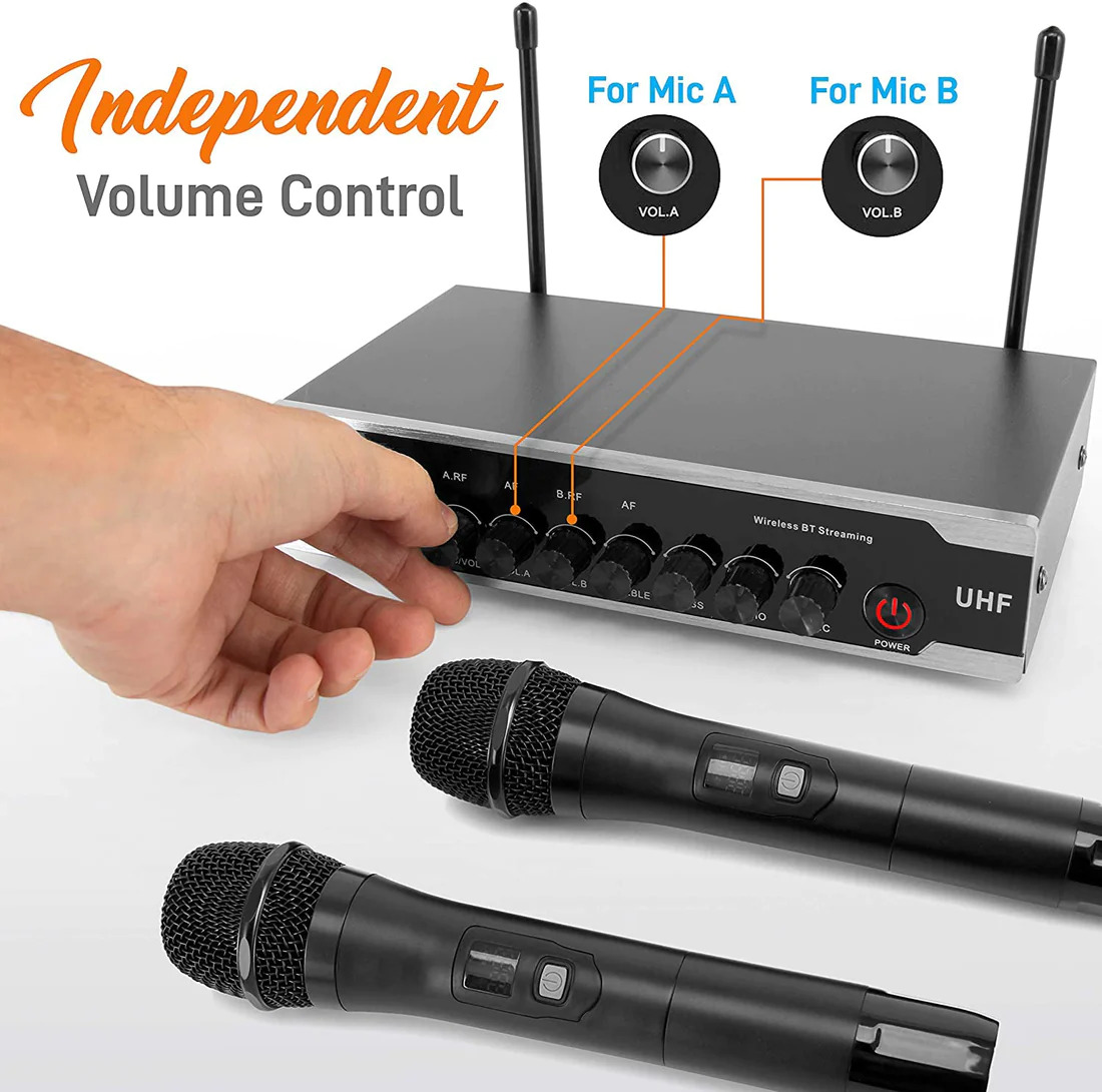 E-Lektron Portable UHF Tunable Wireless Karaoke Microphone System - Image 2