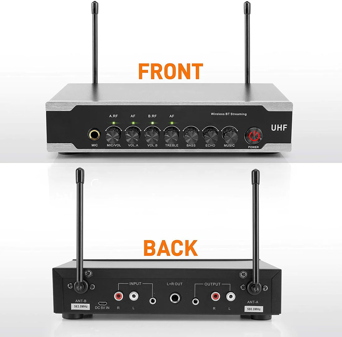 E-Lektron Portable UHF Tunable Wireless Karaoke Microphone System - Image 3
