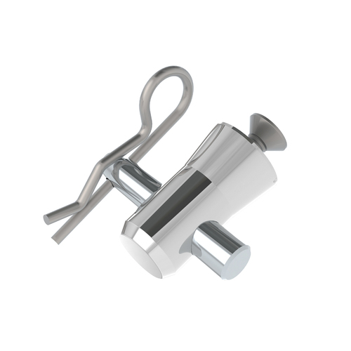 GLOBAL TRUSS F14 Truss Aluminium Base Plate Half-Spigot with Pin, M6x12 Countersunk Screw & R-Clip - Image 2