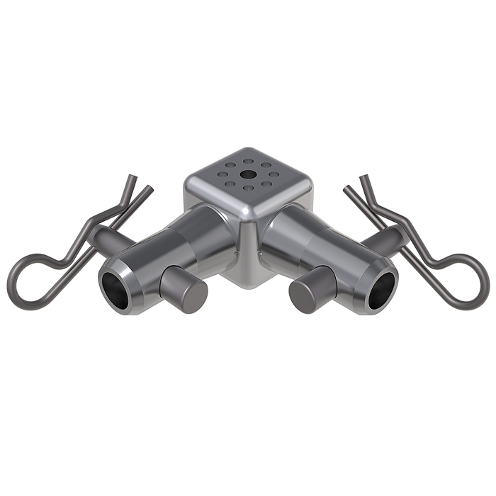 GLOBAL TRUSS F14 (20mmO) 6 Way Connection Dice with 2 Half-Spigots, Pins & R-Clips
