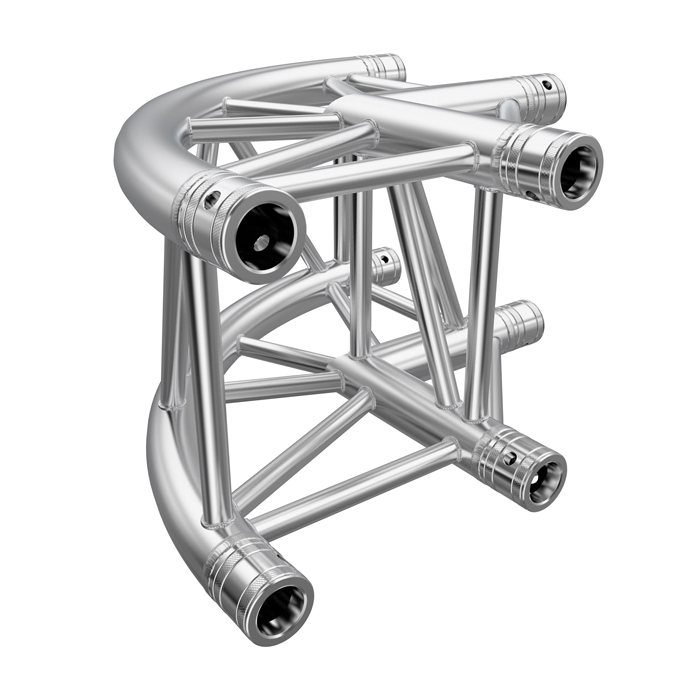 GLOBAL TRUSS F34 Square Truss 2 Way 90 Degree Curved (500mmR) Corner with Spigots, Pins & R-Clips