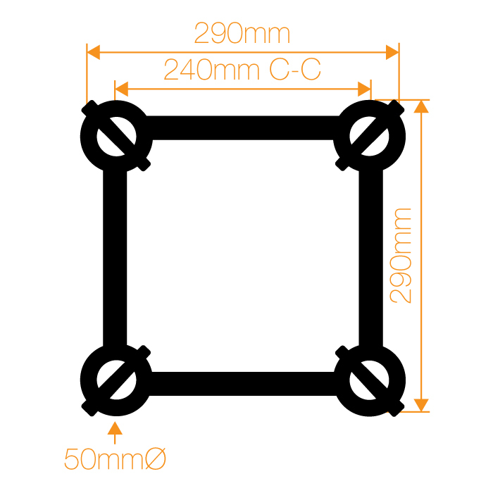 GLOBAL TRUSS F34 Square Truss 3 Way 90 Degree Corner to Vertical Junction with Spigots, Pins & R-Clips - Image 3