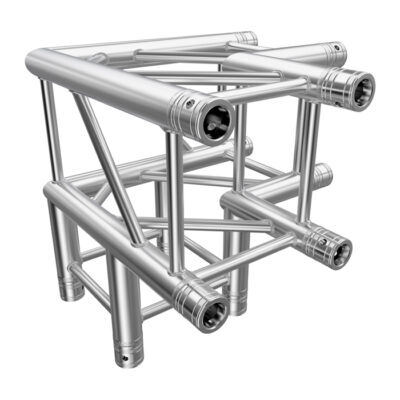 GLOBAL TRUSS F34 Square Truss 3 Way 90 Degree Corner to Vertical Junction with Spigots, Pins & R-Clips