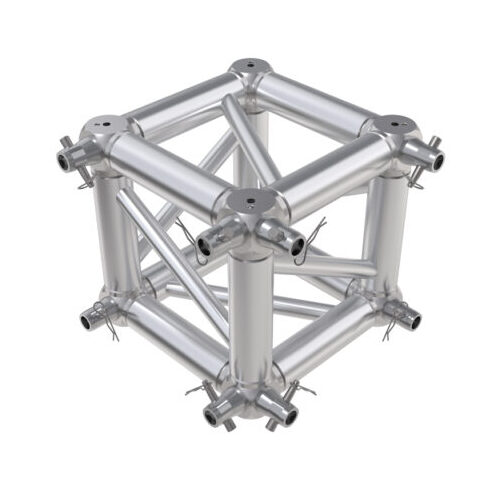 GLOBAL TRUSS F34 Square Truss 6 Way Cube Junction with M12 Bolts, Half-Spigots, Pins & R-Clips for 2 Faces - Image 2